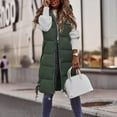 thumbnail image 2 of Long Puffer Vest Women Quilted Hooded Vest Zip Up Sleeveless Vests Outerwear Padded Jacket Warm Winter Coat 2025, 2 of 5