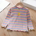 thumbnail image 2 of Povozer Girls and Boys Striped Long Sleeve Shirts Cotton Crew Neck Basic Long Sleeve Tees Soft Kids' Long Sleeve T-Shirts Top(Pink,12-18 Months), 2 of 6