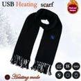 thumbnail image 2 of Bibifish Womens Heated Scarf Solid Black Scarf with Warm Soft Flowy tassel scarf cold weather Cozy Heating Neck Warmer for Outdoor activities, 2 of 7