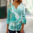 thumbnail image 2 of Womens 3/4 Sleeve Tops V Neck Casual Blouse Printed Shirt Womens Loose Tunic Tops, 2 of 5