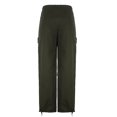 thumbnail image 7 of Cargo Pants Women Low Waist Loose Casual Baggy Wide Leg Sweatpants Drawstring Hippie Jogger Trousers Streetwear, 7 of 7