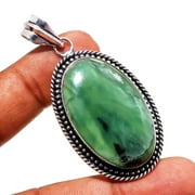Green Paradise Gemstone Handmade Ethnic Unique Gift Pendant Jewelry 2.3" SA 580