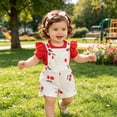 thumbnail image 6 of Splozh Baby Overalls Girl 3 6 9 12 18 Months Baby Girl Clothes Cute Shorts Outfits Romper Overall Ruffle Outfit,Red,0-3 Months, 6 of 7