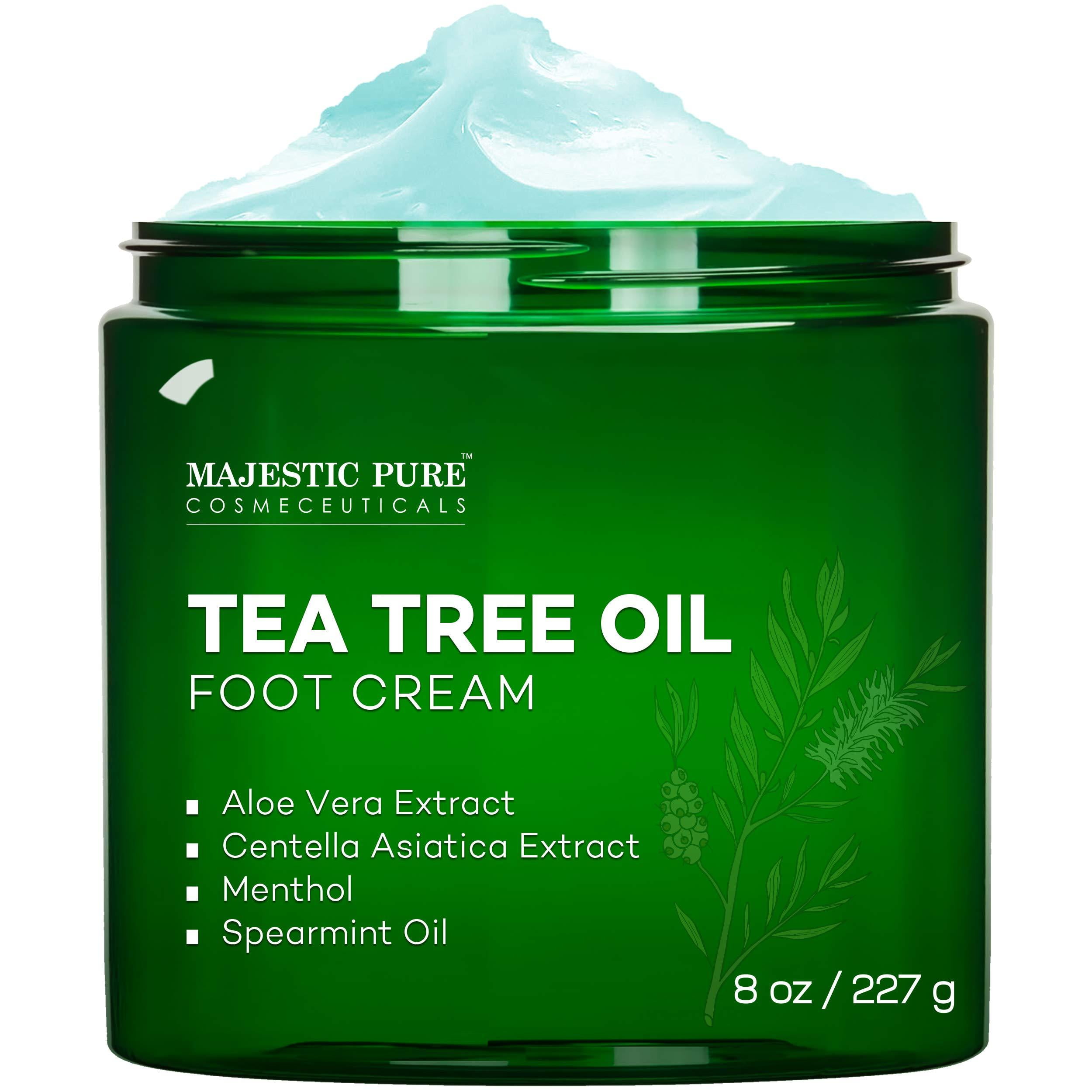 Majestic Pure Athletes Foot Cream With Tea Tree Oil, Aloe & Spearmint, 8 oz