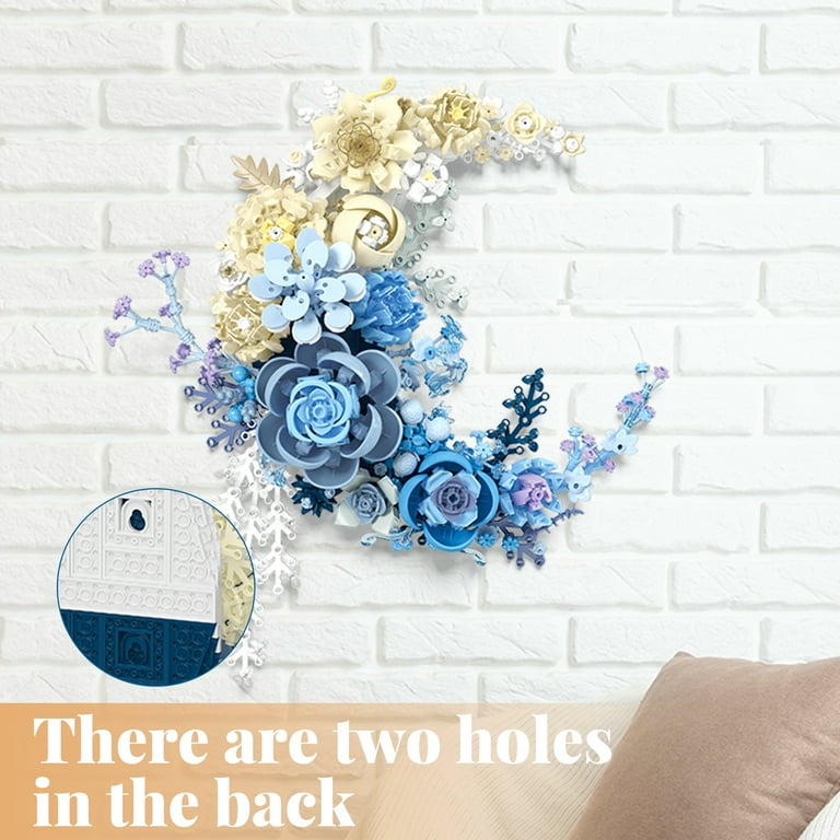GZBrick Blue Flowers Moon Building Sets, Dried Botanicals