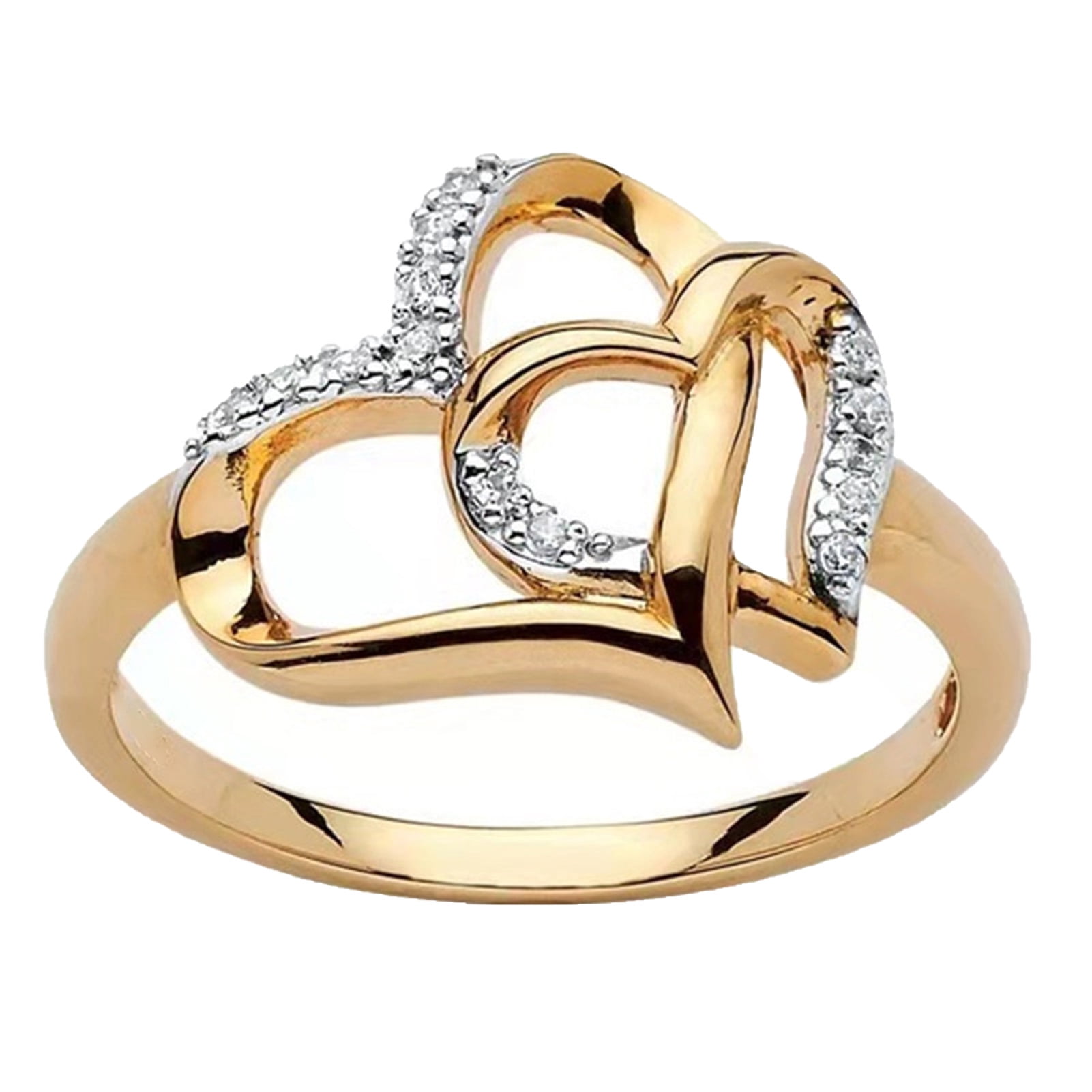 Romantic Rhinestone Double Hearts Ring Pillow Ring Cushion Ring Display 