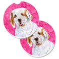 thumbnail image 1 of Pink Clumber Spaniel Set of 2 Cup Holder Car Coaster, 1 of 1