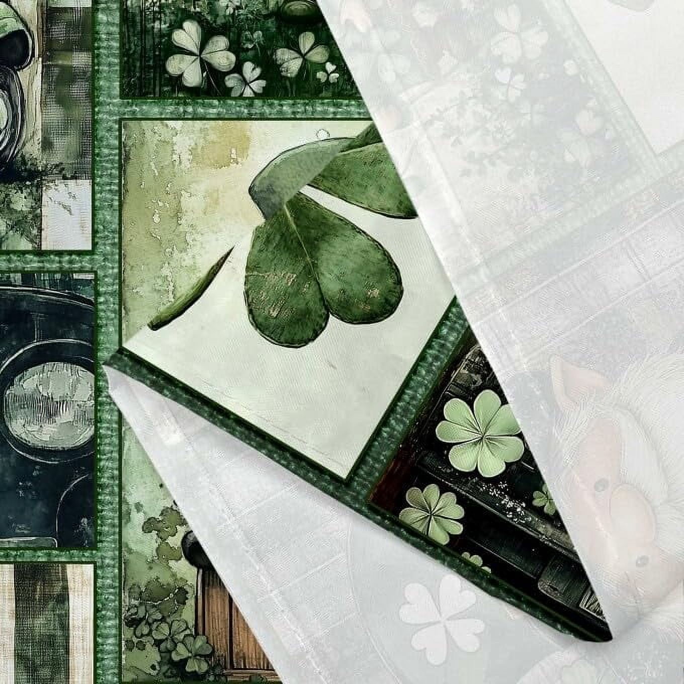 St. Patrick's Day Shower Curtain, Vintage St. Patrick's Day Shower Curtain Set Green Clover Shamrock Bathroom Curtain, Waterproof St. Patrick's Day Gnomes Bath Curtain with 12 Hooks,72X75