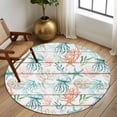 thumbnail image 2 of Round Rugs 8 Ft, Teal Red Jellyfish Coastal Non Slip Area Rugs for Kitchen Bedroom Entryway, Vintage Beach Coral Starfish Nautical Washable Carpet Runner Rug Floor Mats for Bedroom Home Decor, 2 of 8