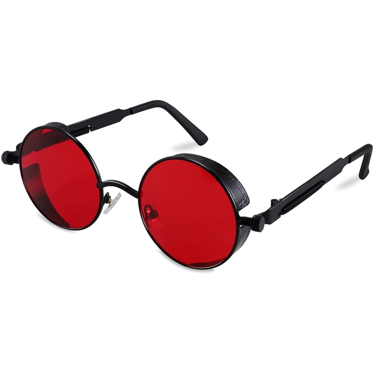 FEISEDY Retro Gothic Steampunk Sunglasses Round Metal Frame  display picture 2