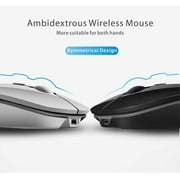 Rechargeable Wireless Mouse, 2.4G Slim Mute Silent Click Noiseless Optical Mouse with USB Receiver (Stored at Bottom of The Mouse)