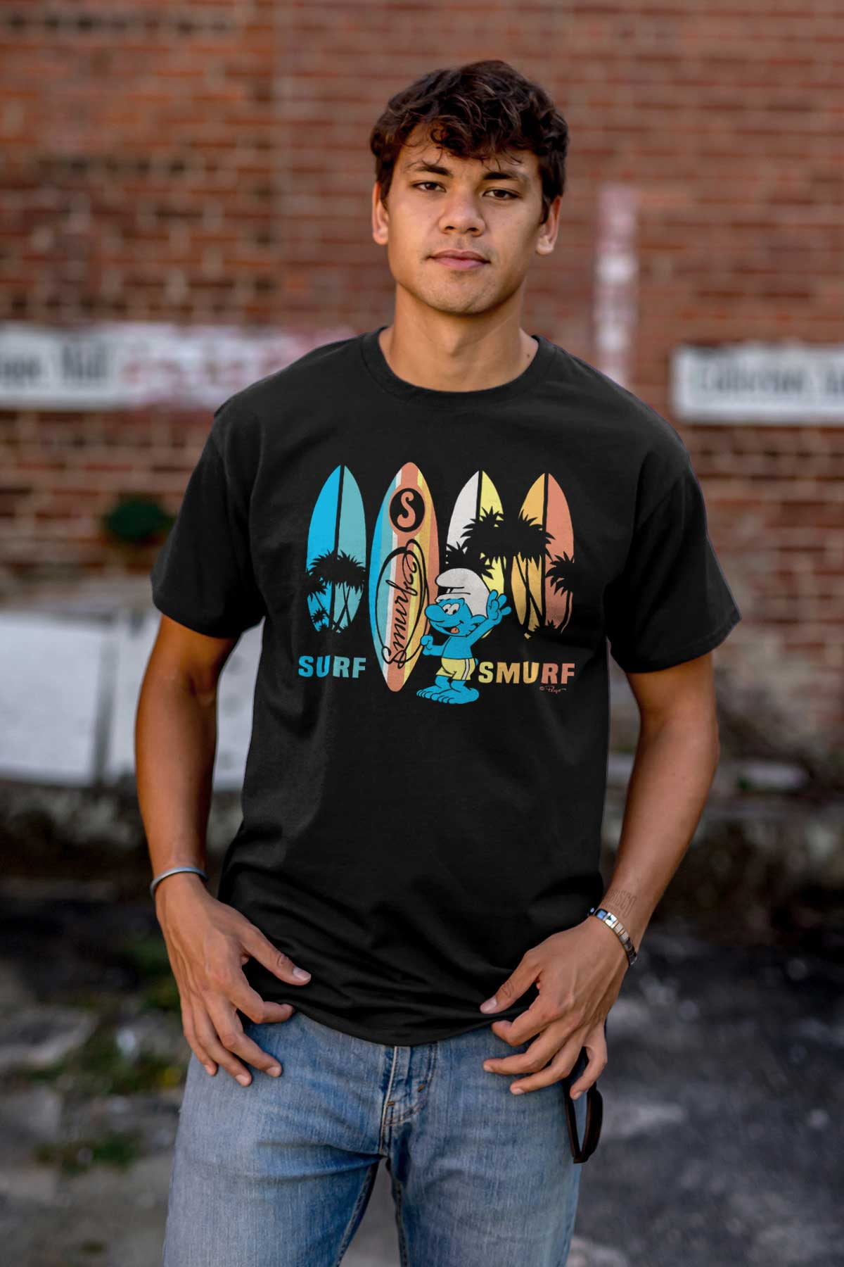 The Smurfs Surf Beach Vacation Men's Graphic T Shirt Tees Brisco Brands S
