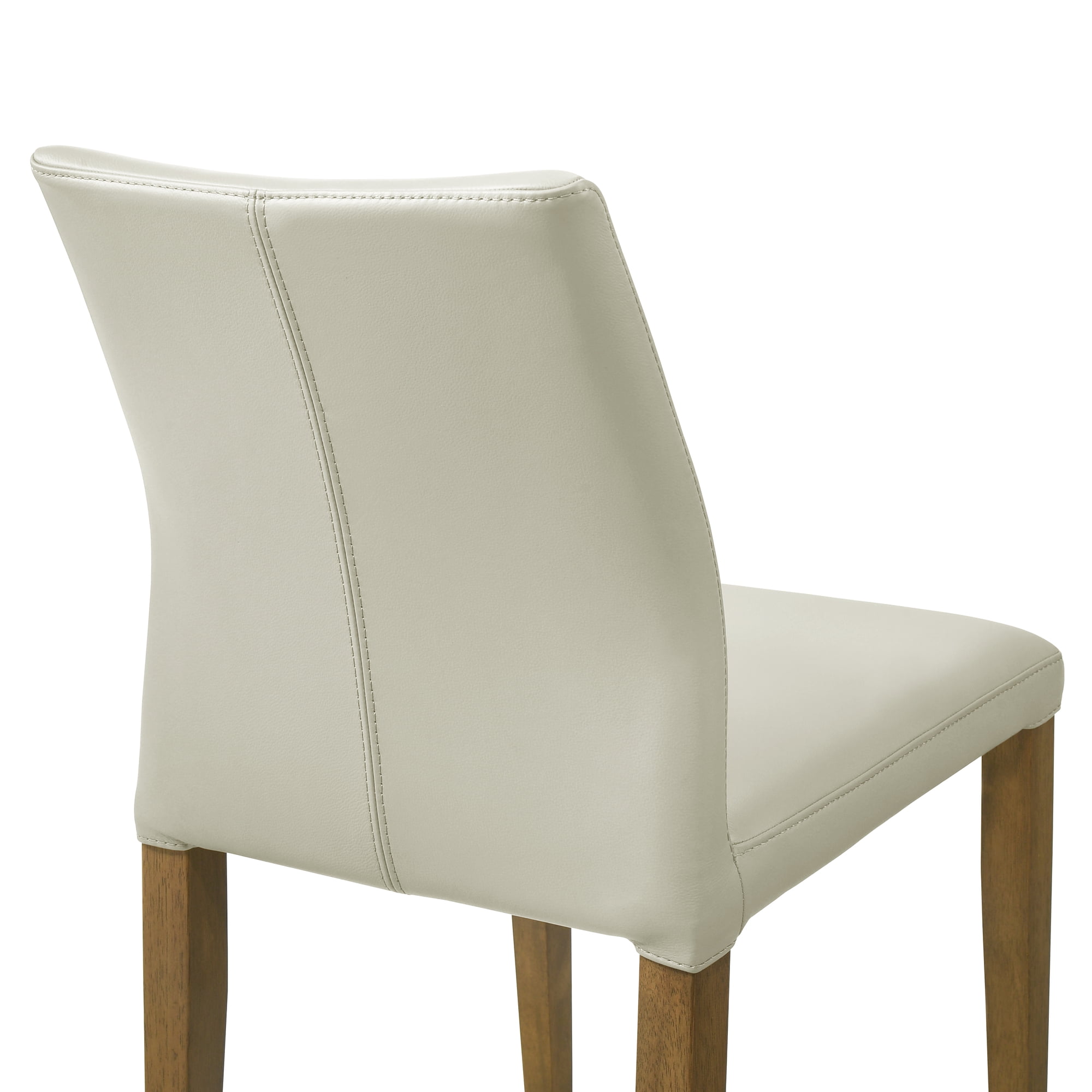 Elyza Full Back Top Grain Leather Upholstered Wood Dining Chairs in Grey - Set of 2