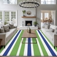 thumbnail image 3 of Green Blue Large Area Rugs 5x8 ft White Stripe Washable Rug Non Slip Indoor Carpet Absorbent Floor Mat for Living Room Bedroom Dining Room, 3 of 9