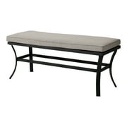 Furniture of America Meja Steel Patio Dining Bench with Cushion, Black and Gray