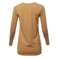 thumbnail image 3 of A2Y Women's Basic Solid Soft Cotton Long Sleeve Crew Neck Top Shirts Coffee S, 3 of 3