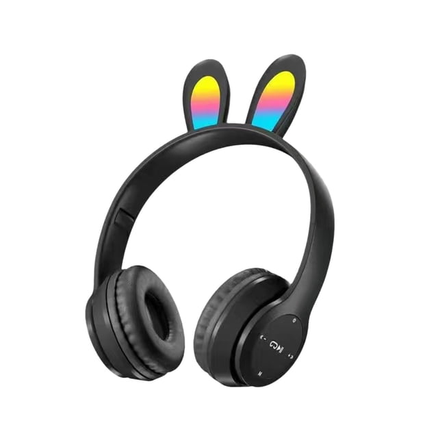 Pisexur - Auriculares Bluetooth plegables con inserción de tarjeta para hombre, con diseño de orejas, coloridos y luminosos, para niños, organizador de electrónica.