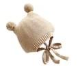 thumbnail image 4 of Gorro suave y cálido para bebé, suave, cómodo, atado, bonito y encantador gorro tejido para bebé, para invierno, niños, niñas, albaricoque, 17,3 a 18,1 pulgadas, 3 a 18 meses, 4 of 5