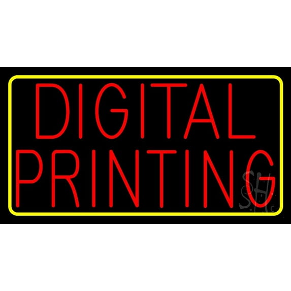 Red Digital Printing LED Neon Sign 13 x 24 - inches, Clear Edge Cut Acrylic Backing, with Dimmer - Bright and Premium built indoor LED Neon Sign for Computer & Electronics store decor.
