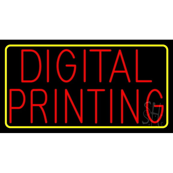 Red Digital Printing LED Neon Sign 13 x 24 - inches, Clear Edge Cut Acrylic Backing, with Dimmer - Bright and Premium built indoor LED Neon Sign for Computer & Electronics store decor.