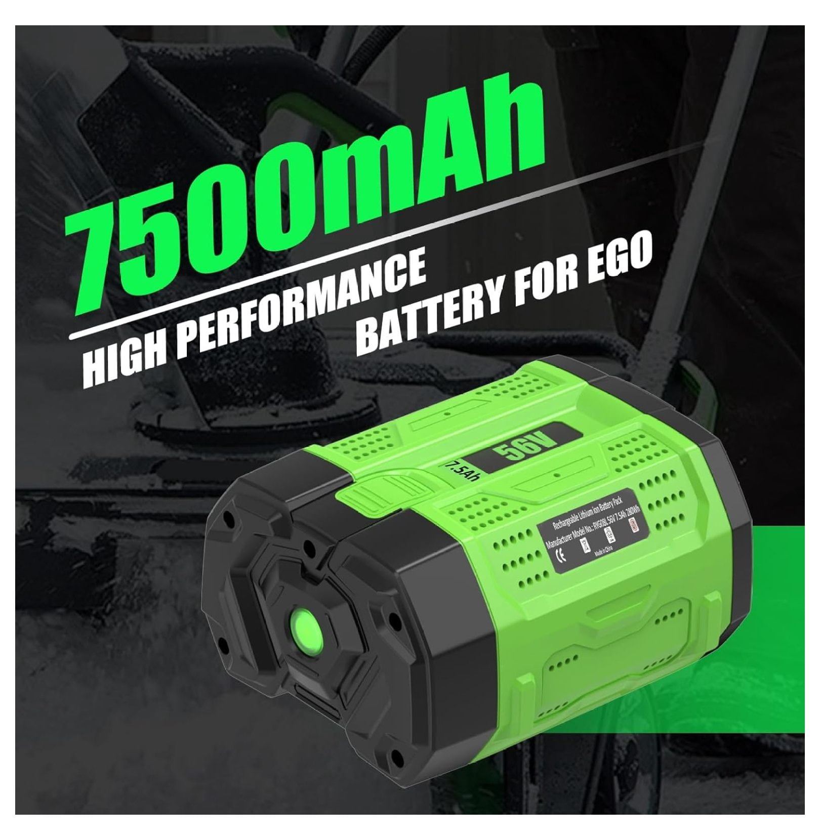EGO 56V 7.5Ah Replacement Battery - 1 Pack - Lithium Ion Power Tool Battery BA2800 BA4200 Compatible with EGO Cordless Tools CS1604 LB6504 HTA2000