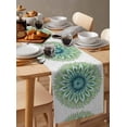 thumbnail image 3 of Hokiten Table Runners 48 Inches Long Dress Scarves, Green Botanical Circle Farmhouse Kitchen/Dining Table Runner, Short Coffee Tablerunners, Abstract Art Vintage 13x48 Inch, 3 of 7
