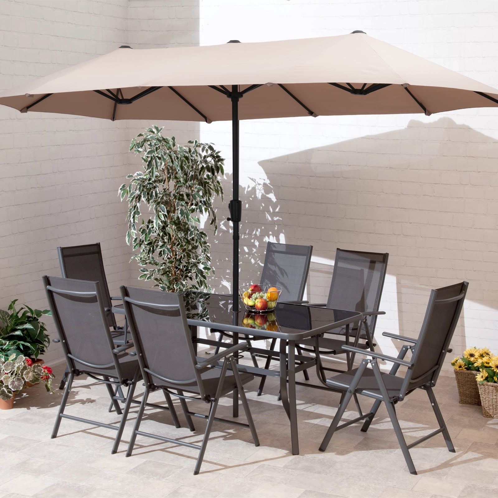 Autlaycil 13ft Patio Umbrella,Extra Large Umbrella with Crank, for Outdoor, Market, Beach, Garden, Yard, Party, Beige