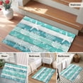 thumbnail image 5 of 2x3 Ft Entryway Area Rug, Teal Coastal Beach Kitchen Rug Runner Washable Floor Mat, Nautical Starfish Coral Vintage Wooden Non Slip Indoor Door Mat Throw Carpet for Bathroom Living Room Bedroom, 5 of 8