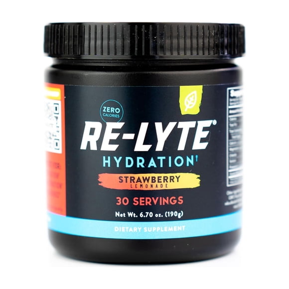 REDMOND RE-LYTE, Electrolitos Naturales con Real-Salt, Hidratación Clean sin Calorías ni Azúcares, 30 Porciones, Sabor Strawberry Lemonade