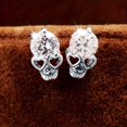 thumbnail image 5 of Stunning Skull Shaped Stud Earrings - Full of Shiny Rhinestones, Gothic Punk Style, Hypoallergenic Alloy Jewelry for Sensitive Ears, Personality Ear Decor, Perfect for Halloween, Costume Parties, and, 5 of 5