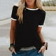 thumbnail image 1 of Fiudx Camisas para Mujer Camiseta Lisa a La Moda para Mujer, Blusa de Manga Corta, Tops Informales con Cuello Redondo, 1 of 4