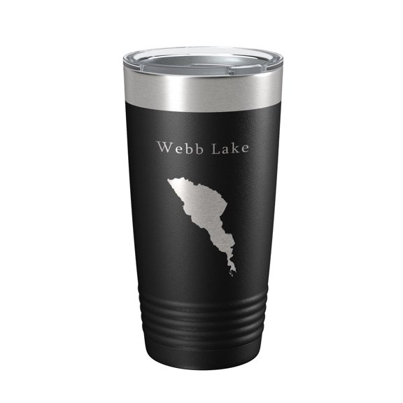 Webb Lake Map Tumbler Travel Mug Insulated Laser Engraved Coffee Cup Maine 20 oz Black