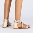 thumbnail image 5 of YangJinLian Women Dressy Summer Flat Strappy Cute Casual Beach Shoes Beige, 5 of 8
