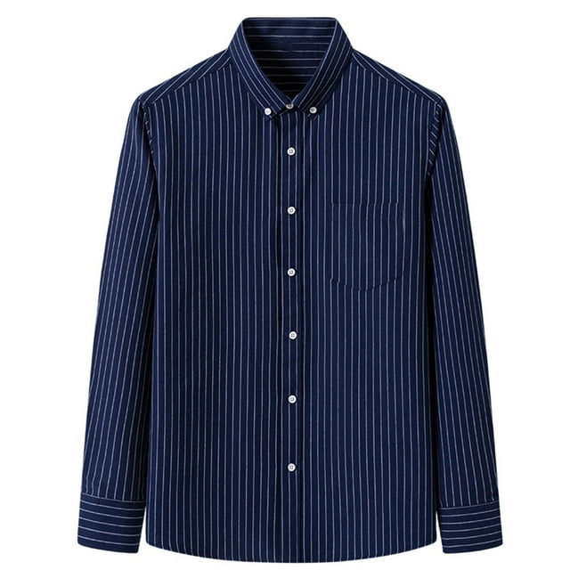 Chemise à Manches Longues pour Hommes Bandes Formelles Imprimées T-Shirts Polyvalents Col Rabattu Coupe Régulière Tops Travail Quotidien