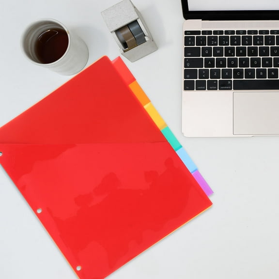 WHAMVOX 6pcs Tab Binder Dividers 3 Ring Plastic Binder Dividers With Tabs Multicolor Notebook Dividers For 3 Ring Binders A4 Letter Size