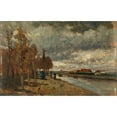 thumbnail image 2 of Tina Blau 14x11 Gold Ornate Wood Frame and Double Matted Museum Art Print Titled - Kanal in Holland, 2 of 4