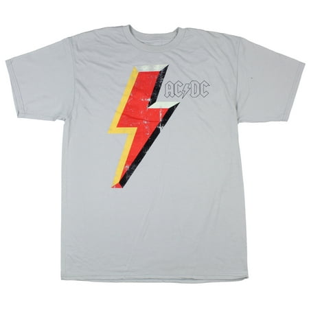 AC/DC Men's Distressed Lightning Bolt Short Sleeve T-Shirt (Large ...