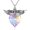 D-April, variant on Memorial Wings Necklace for Ashes with Large Heart Crystal Birthstone, Angel Wings Urn Necklaces with Heart Shaped Birthstone Keepsake Silver Cremation Jewelry
