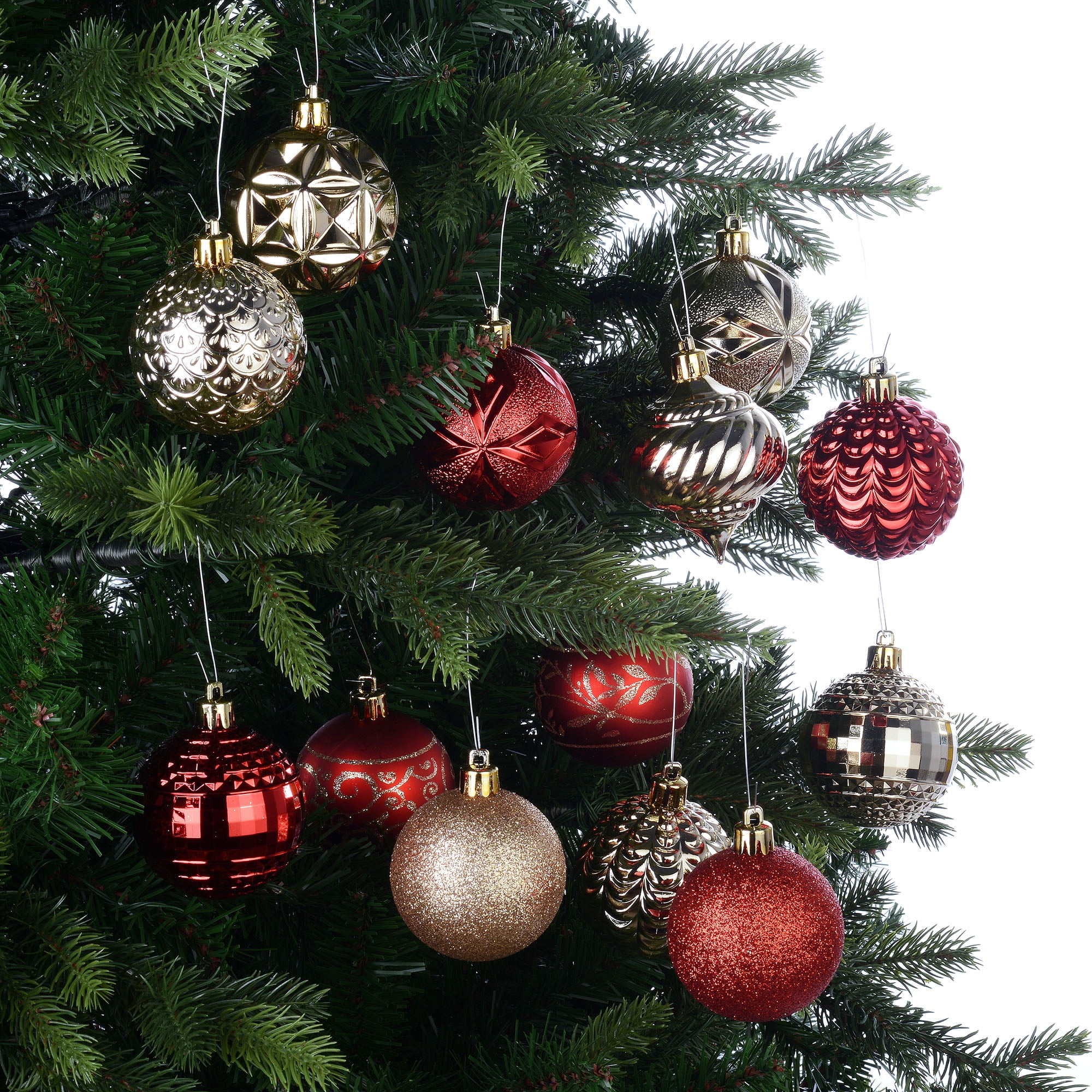 Holiday Time 60 mm Christmas Shatterproof Ornaments, Brilliant Red & Metallic Gold, 40-Count