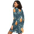thumbnail image 2 of FORMRS Womens Long Sleeve Nightgowns Crew Neck Sleep Shirt Soft Pajamas Sizes S-3XL, Blue Oranges, 2 of 8