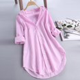 thumbnail image 2 of CHOK Hauts pour Femmes Liquidation Mode Été Décontractée Ample Lin Manches Longues Col Rond Blouse en Liquidation, 2 of 8