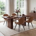 thumbnail image 3 of Hawsaiy Dining Table Set for 6, 78" Farmhouse Dining Table with 6 Upholstered Dining Chairs, Large Kitchen Table Set with Modern Shell Back Chairs & Metal Legs for Dining Room(Walnut + Brown), 3 of 8