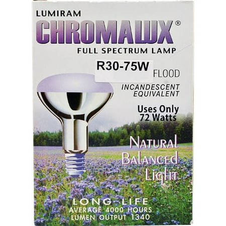 Chromalux Incandescent Full Spectrum Flood Light Bulb, R30, 100W Equivalent, 1