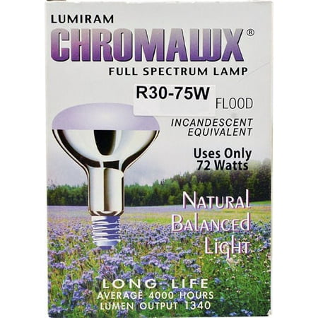 100w Flood - Chromalux Incandescent Full Spectrum Flood Light Bulb, R30, 100W Equivalent, 1 Ct