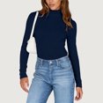 thumbnail image 5 of TrdSipl Womens Long Sleeve Shirts Turtleneck Slim Tops Winter Warm Down Underwear Tops Soft Stretch Basic Layer Tee Shirt, 5 of 8