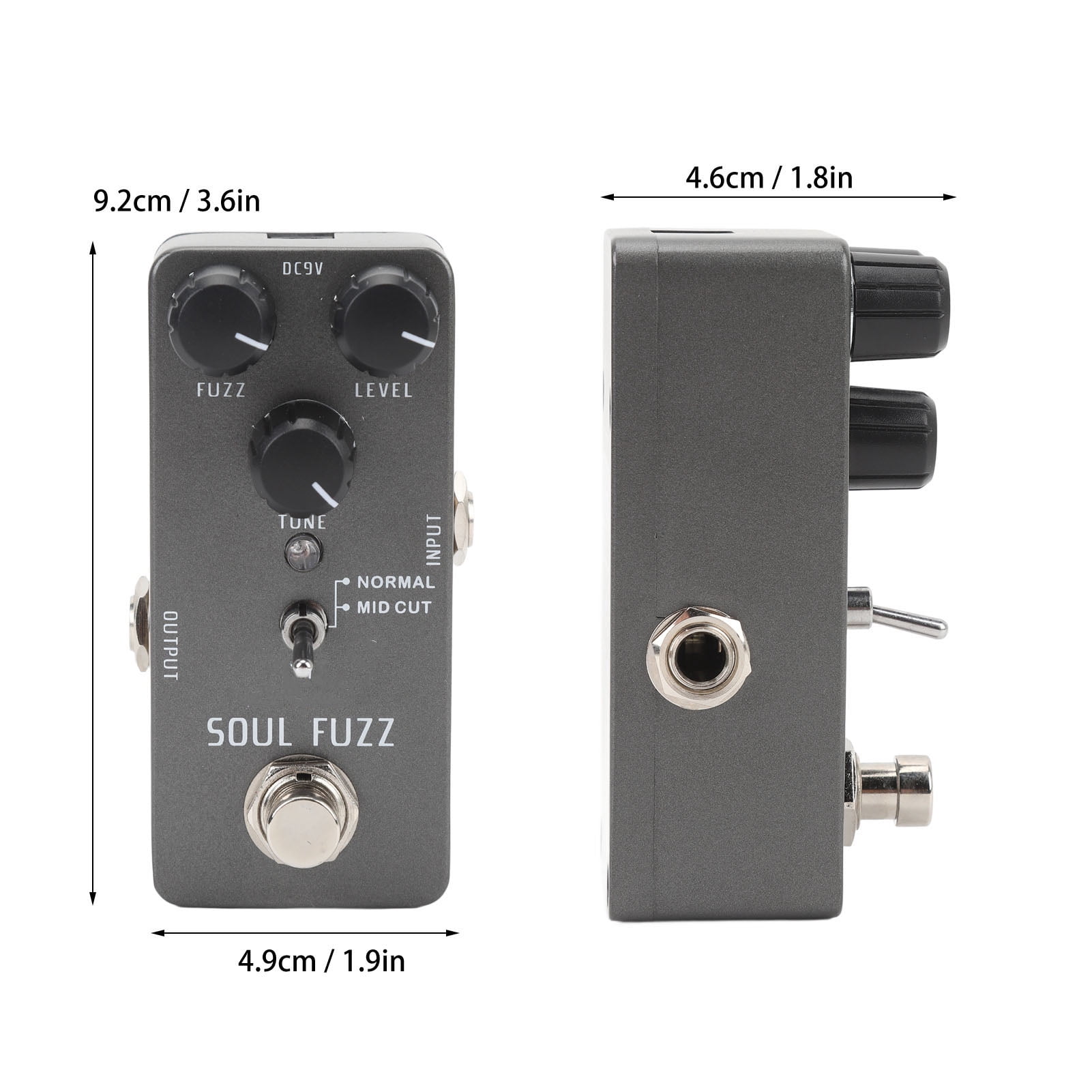 BIMZUC Premium Electric Guitar Fuzz Pedal with Adjustable Volume Tone Gain Control Knob Compact Analog Effect Pedal Non-Slip Rubber Pad DC 9V 10 mA Current for Lead Playing Black Color