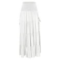 thumbnail image 4 of vigerkar Midi Skirt Women’s Elastic High Waist Boho Maxi Skirts Ruffle A Line Swing Skirts White, L, 4 of 4
