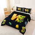 thumbnail image 2 of Erosebridal Kids Dinosaur Full Size Comforter Sets for Boys Girls, Dino Letter W Bedding Sets, Black Reversible 3pcs, 1 Comforter and 2 Pillowcases, 2 of 6