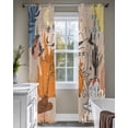 thumbnail image 4 of Western Cowboys Sheer Curtains 84 Inch Length 2 Panels Set for Living Room/Bedroom, Vintage Boho Abstract Cactus Beige Kitchen Curtains Grommet Semi-Sheer Curtains Drapes Window Treatments 42"x84"x2, 4 of 7