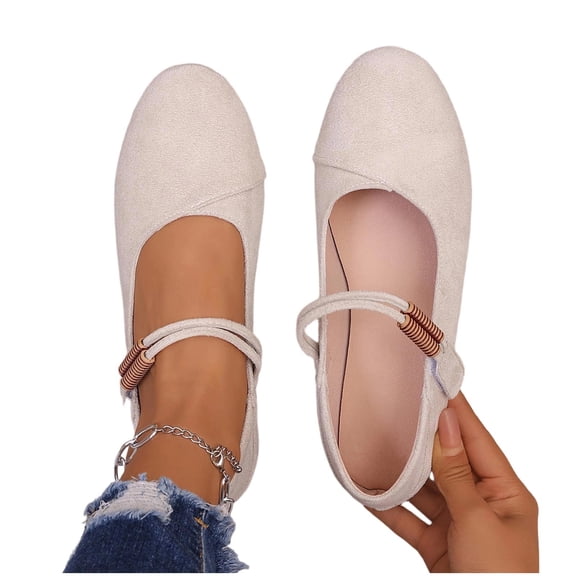 Women's Flats Round Toe Mary Jane Ballet Shoes Women Comfortable Dressy Slip On Flat for Casual Office Work